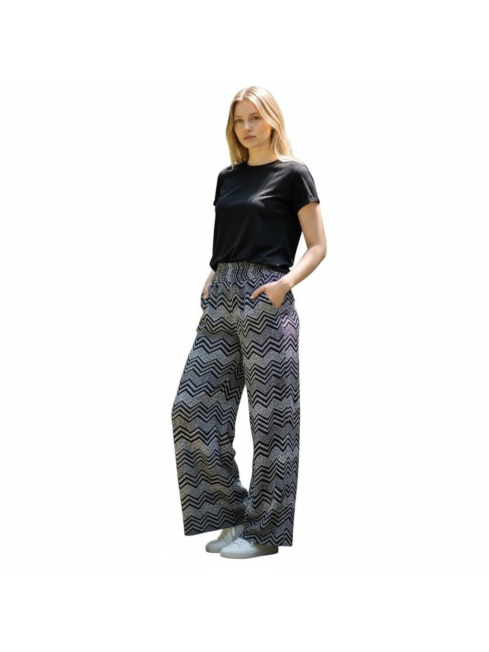 Joe B Boho Pull on Pants by Joe Binbasset Black White Size Medium